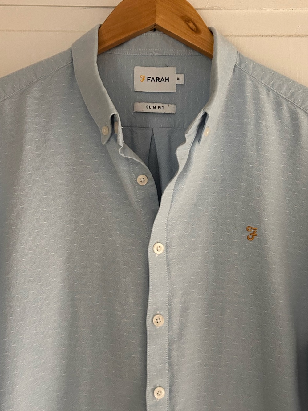 Farah Men’s Size XL Slim Fit Long Sleeve 100% Soft Cotton Button Down Shirt